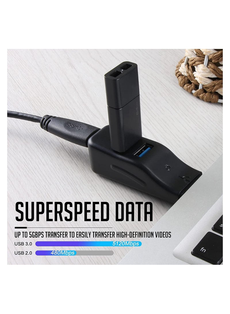 إيروريكس موزع بيانات USB صغير ، VCOM محمول نحيف 4 منافذ USB 3.0 مقسم عالي السرعة لـ iMac و Surface Pro وكمبيوتر سطح المكتب والكمبيوتر المحمول وعصا USB ومحرك أقراص فلاش ومحرك أقراص صلبة متنقل وسماعة ولوحة مفاتي - Image 3