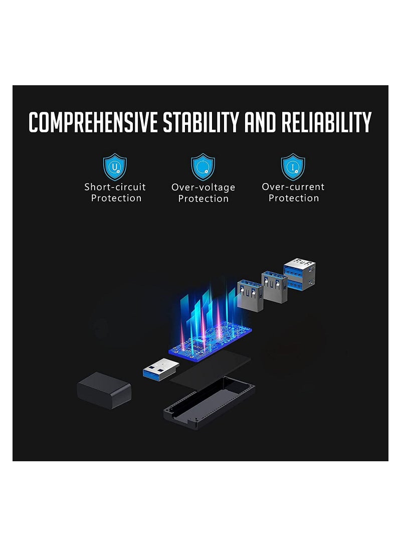 إيروريكس موزع بيانات USB صغير ، VCOM محمول نحيف 4 منافذ USB 3.0 مقسم عالي السرعة لـ iMac و Surface Pro وكمبيوتر سطح المكتب والكمبيوتر المحمول وعصا USB ومحرك أقراص فلاش ومحرك أقراص صلبة متنقل وسماعة ولوحة مفاتي - Image 4