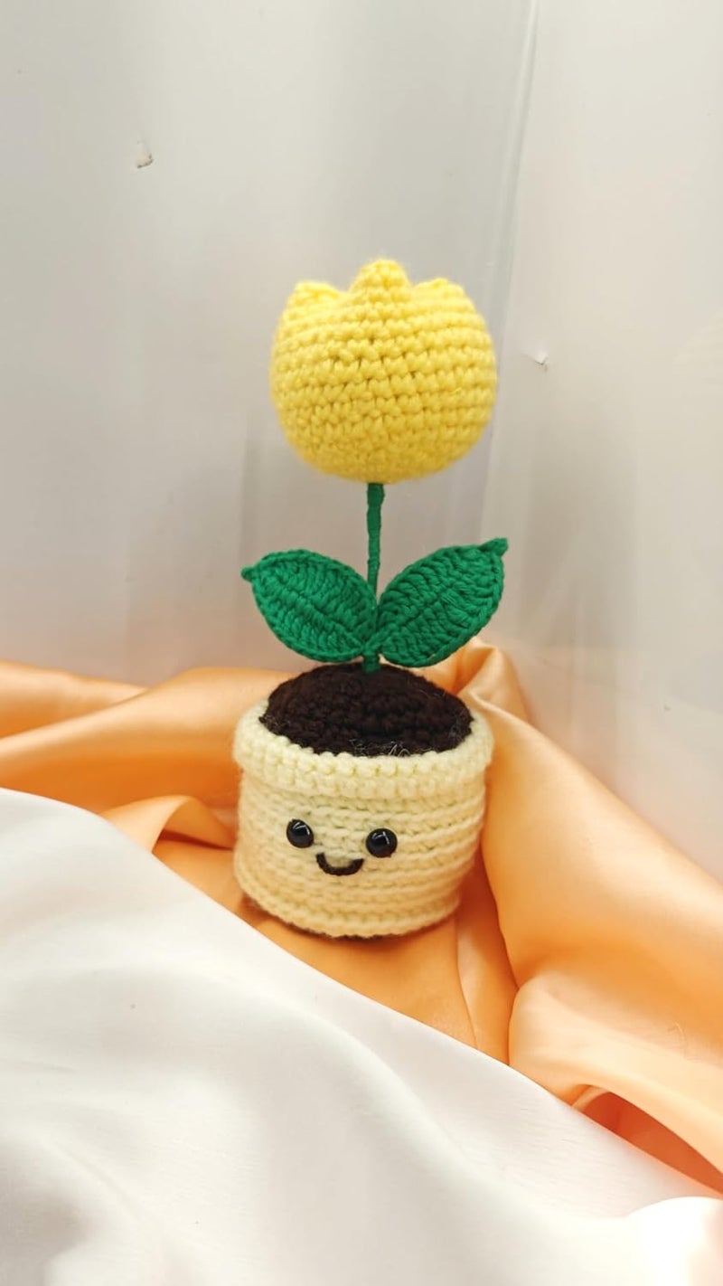 Knotsngifts باقة من زهور التوليب الصفراء المصنوعة يدويًا من كنوتسنجفتس - وعاء واحد - Image 2
