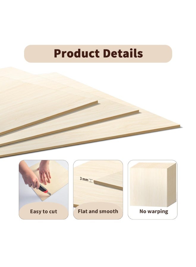 SLASA 30-Pack Basswood Sheets – 12 x 12 x 1/8 Inch (3mm) – Unfinished Wood Panels for Laser Cutting, DIY Crafts, Wood Burning & Painting - Image 4