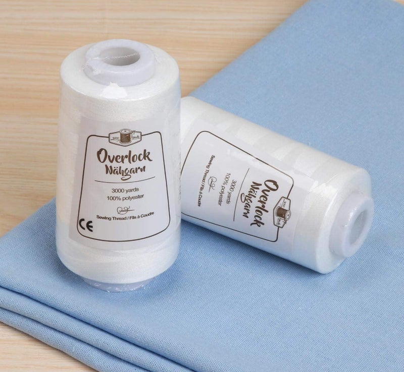 ilauke 4 x 3000 Yards Serger Thread Spools White Polyester Sewing Thread Overlock Cone - Image 3