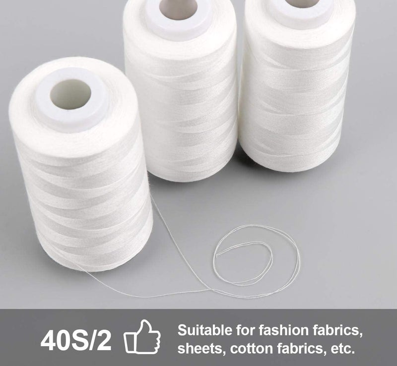 ilauke 4 x 3000 Yards Serger Thread Spools White Polyester Sewing Thread Overlock Cone - Image 4