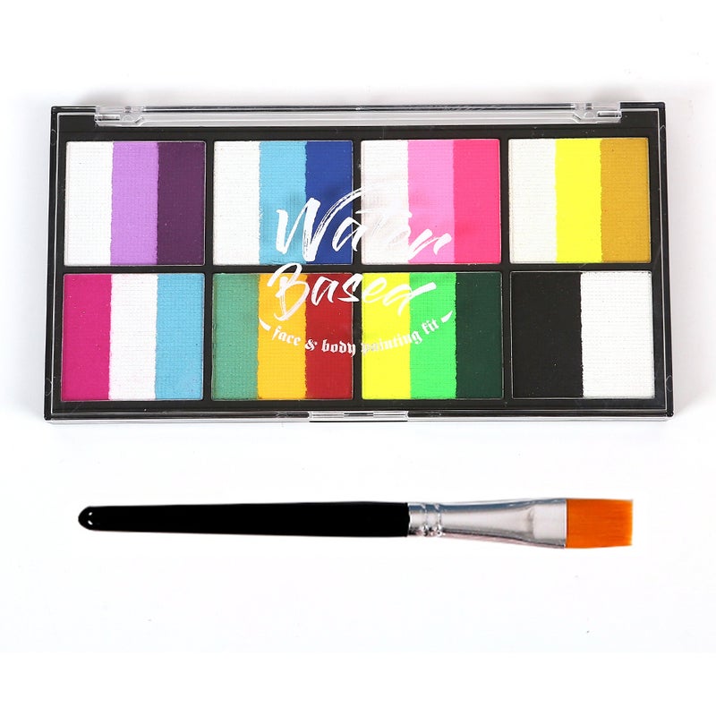 Watercolor Paint Palette Set 18 Colors Set Professional Face Split Cakes with 4 Brush& 4 Stencils Safe& Non Water Activated Face and Body Painting Makeup Facepaints for - Image 2