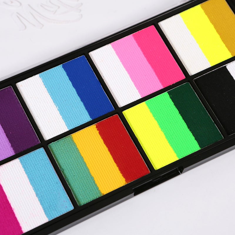 Watercolor Paint Palette Set 18 Colors Set Professional Face Split Cakes with 4 Brush& 4 Stencils Safe& Non Water Activated Face and Body Painting Makeup Facepaints for - Image 4