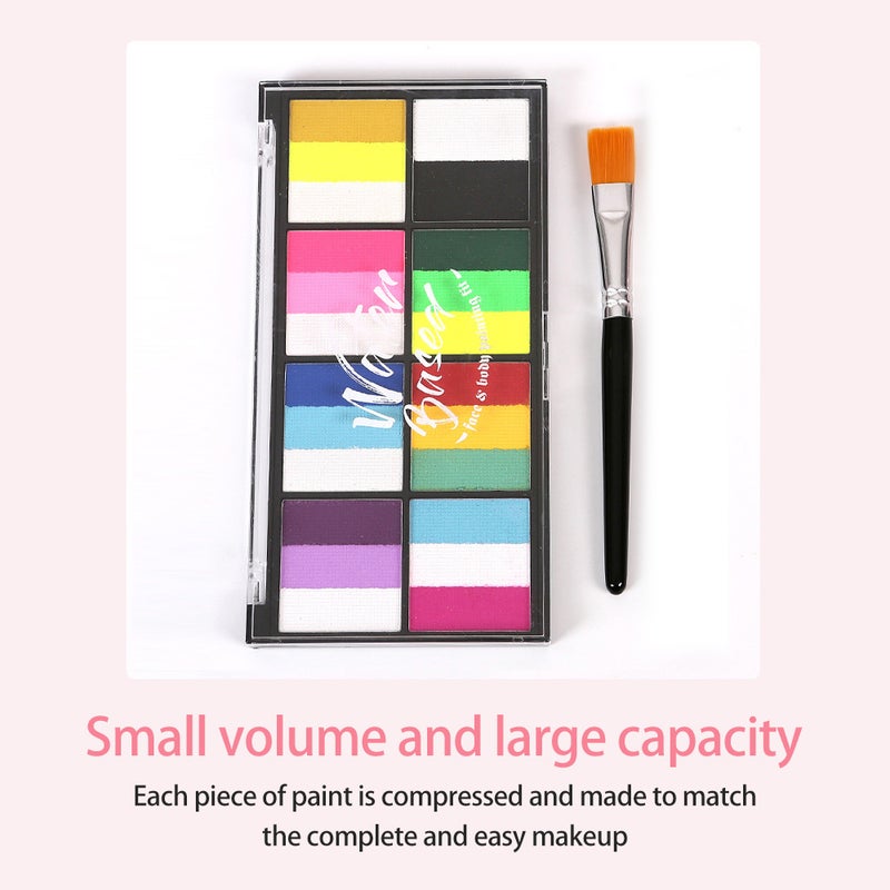 Watercolor Paint Palette Set 18 Colors Set Professional Face Split Cakes with 4 Brush& 4 Stencils Safe& Non Water Activated Face and Body Painting Makeup Facepaints for - Image 5
