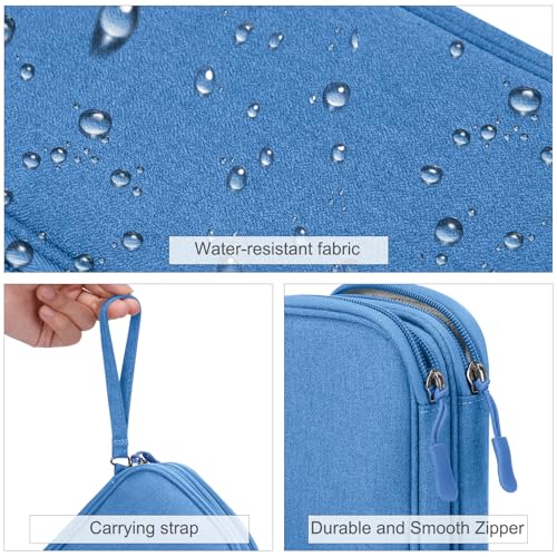 FYY Electronic Organizer, Travel Cable Organizer Bag Pouch Electronic Accessories Carry Case Portable Waterproof Double Layers Storage Bag for Cable, Cord, Charger, Phone, Earphone, Medium Size, Cyan - Image 4