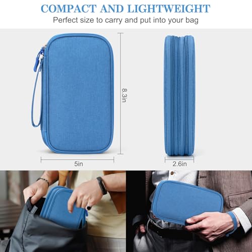 FYY Electronic Organizer, Travel Cable Organizer Bag Pouch Electronic Accessories Carry Case Portable Waterproof Double Layers Storage Bag for Cable, Cord, Charger, Phone, Earphone, Medium Size, Cyan - Image 2