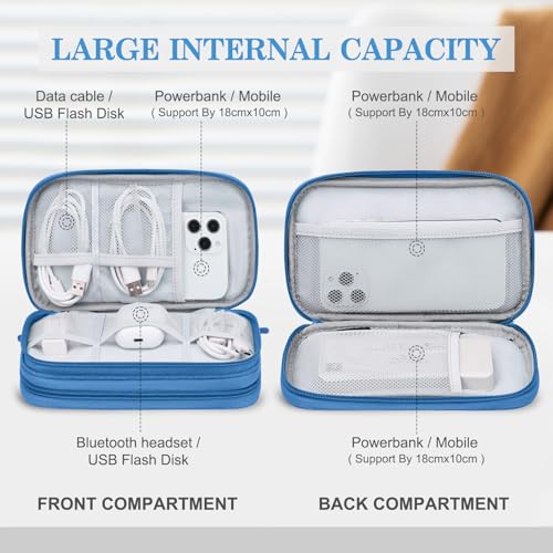FYY Electronic Organizer, Travel Cable Organizer Bag Pouch Electronic Accessories Carry Case Portable Waterproof Double Layers Storage Bag for Cable, Cord, Charger, Phone, Earphone, Medium Size, Cyan - Image 3