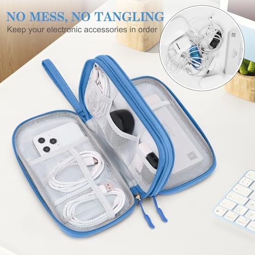 FYY Electronic Organizer, Travel Cable Organizer Bag Pouch Electronic Accessories Carry Case Portable Waterproof Double Layers Storage Bag for Cable, Cord, Charger, Phone, Earphone, Medium Size, Cyan - Image 5