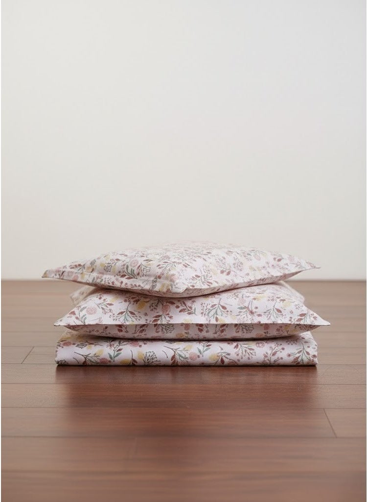 3-Piece 150 GSM Microfiber King Size Bed Sheet Set - Delicate Meadow Wildflower Print, Includes 1 Flat Sheet (270x250 CM) & 2 Pillowcases (50x75 CM) - Image 4