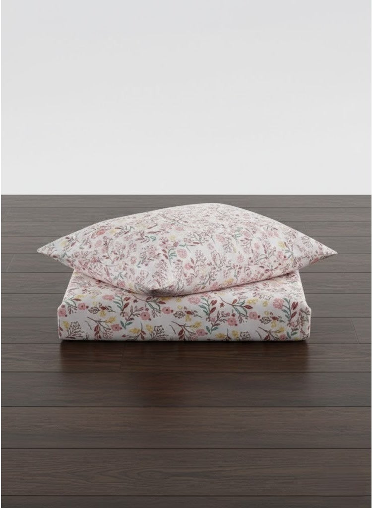 3-Piece 150 GSM Microfiber King Size Bed Sheet Set - Delicate Meadow Wildflower Print, Includes 1 Flat Sheet (270x250 CM) & 2 Pillowcases (50x75 CM) - Image 5