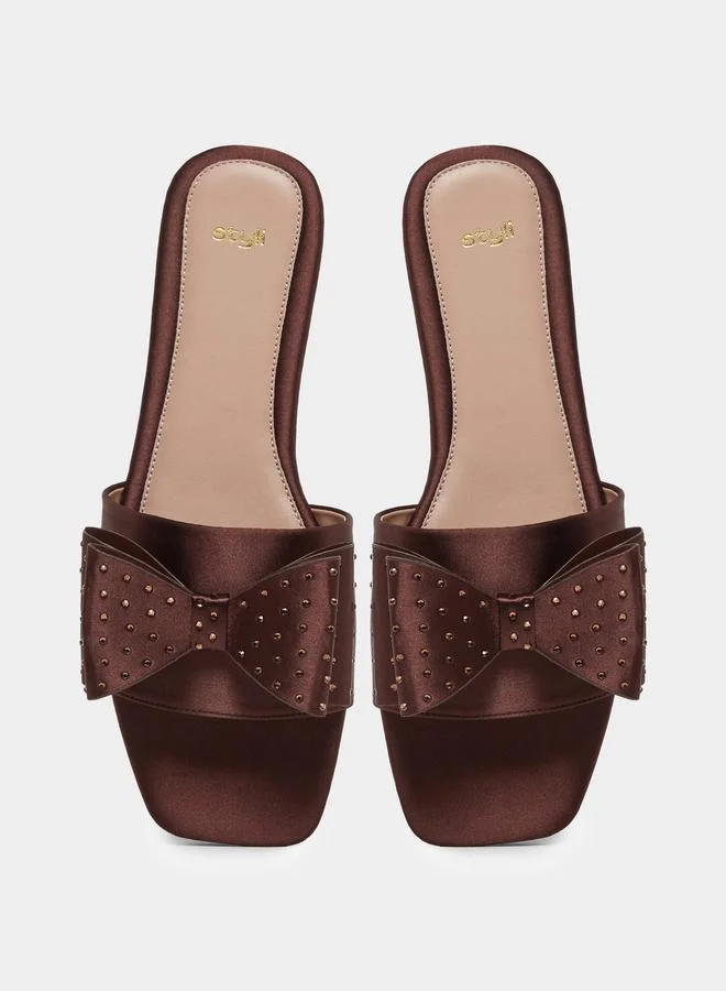 Styli Styli Bow Detail Flat Sandals