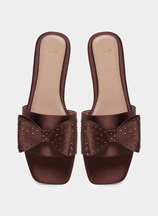 ستايلي صنادل مسطحة بتفاصيل فيونكة ستايلي - Image 5