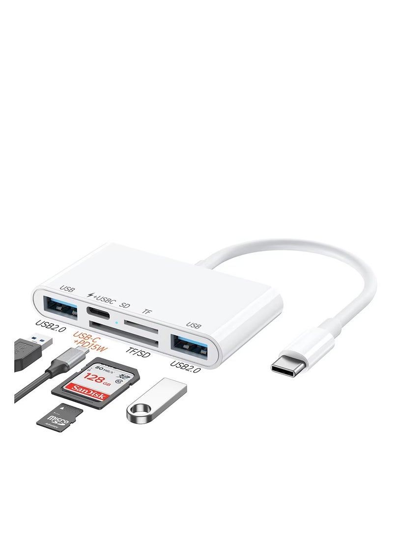 Mazko 5-in-1 USB-C Hub High-Speed USB 2.0 & SD Card Reader – Type-C Memory Card Reader for MacBook & USB-C Devices - Image 1