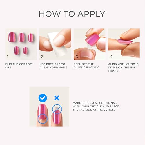 Impress KISS colorFX by imPRESS Press On Nails , ‘Starry’, Solid Light Pink with Pearlescent Finish, Short Oval, IMPROVED adhesive, Includes 30 Fake Nails, Prep Pad, 1 Manicure Stick, 1 Mini Nail File - Image 2
