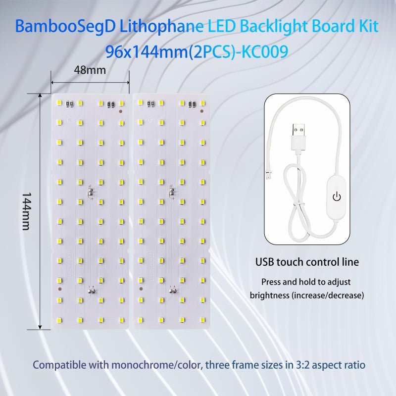 BambooSegD 2PCS Lithophane LED Backlight Board Kit KC009 KC010 for Bambu Lab H2C/X1/P2S/A1 LED Light Board Backlights Makerworld Model Parts USB 3D Print Accessory Photo Model DIY Light Box - Image 2