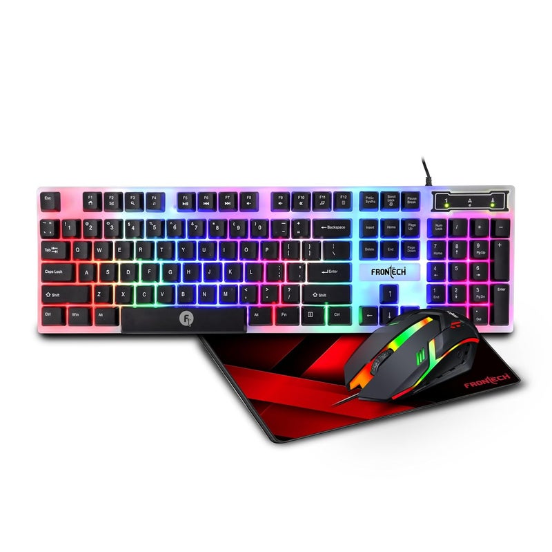 FRONTECH Neo Ranger 3-in-1 Gaming Combo – RGB LED Backlit 104-Key Keyboard, 1200 DPI Optical Mouse & Anti-Skid Mouse Pad – USB Wired (KB-0040PC) - Image 1