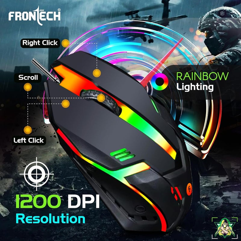 FRONTECH Neo Ranger 3-in-1 Gaming Combo – RGB LED Backlit 104-Key Keyboard, 1200 DPI Optical Mouse & Anti-Skid Mouse Pad – USB Wired (KB-0040PC) - Image 3