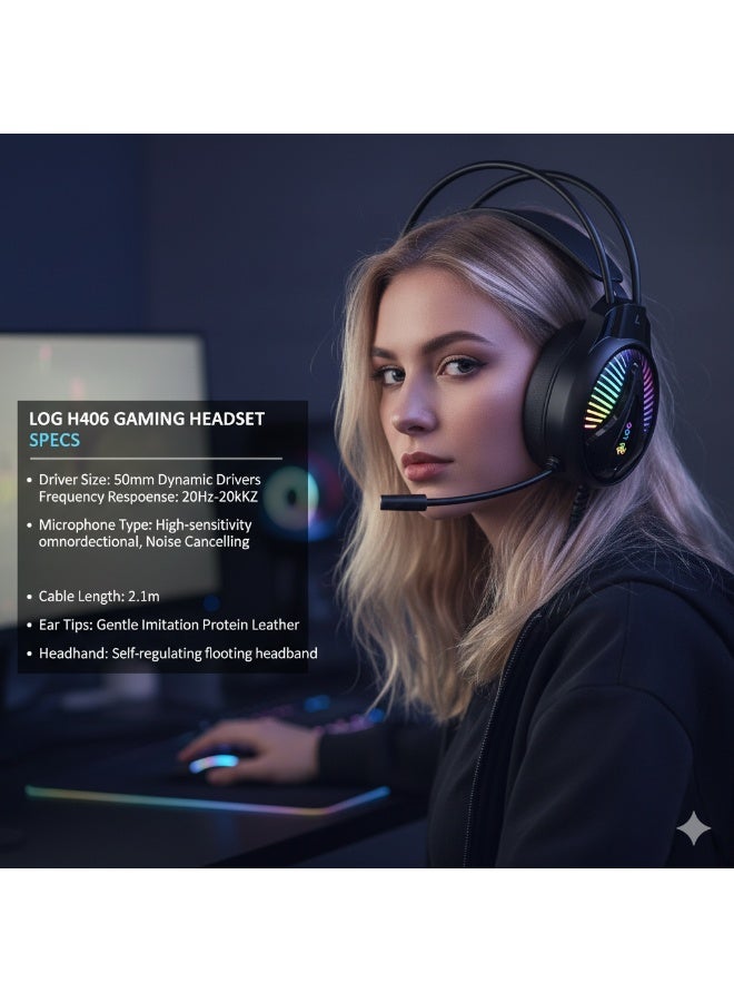 لوج سماعة الألعاب السلكية LOG H406 لأجهزة الكمبيوتر الشخصية وPS5 وPS4 وXbox وNintendo Switch - Image 3