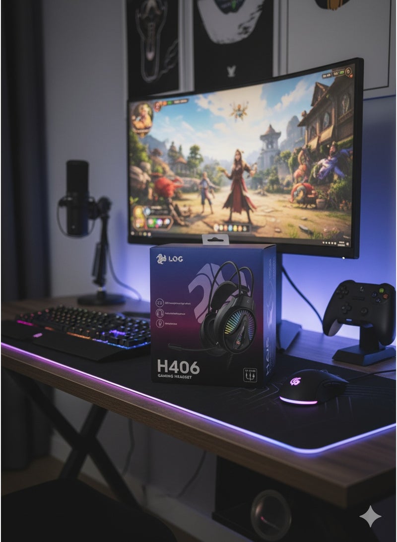 لوج سماعة الألعاب السلكية LOG H406 لأجهزة الكمبيوتر الشخصية وPS5 وPS4 وXbox وNintendo Switch - Image 4