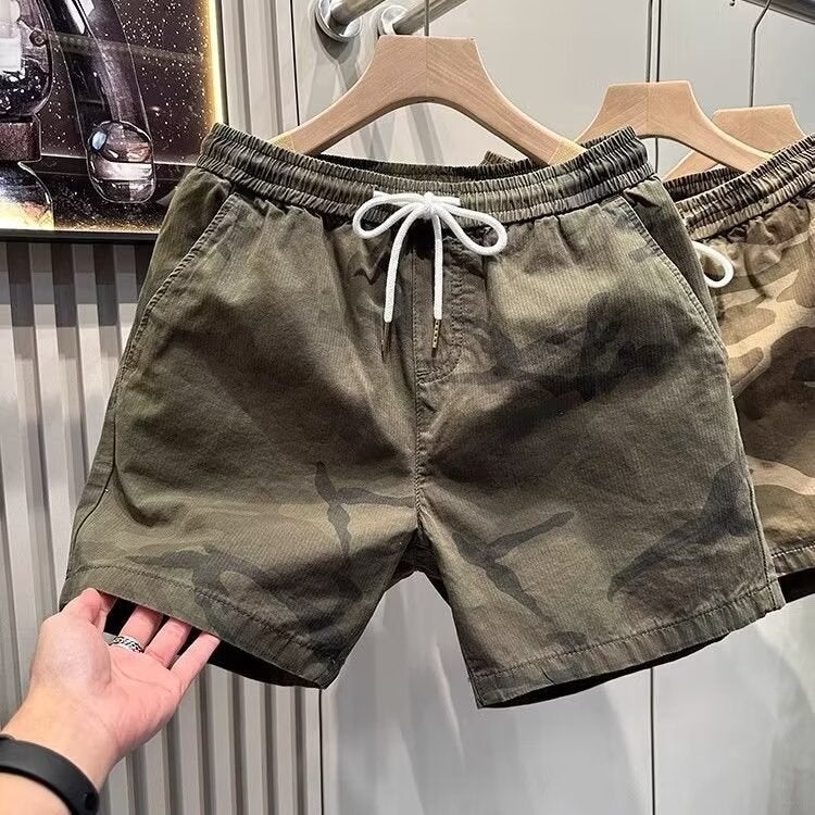 2024 Mens Camo Cargo Shorts Casual Loose Fit Summer Grey