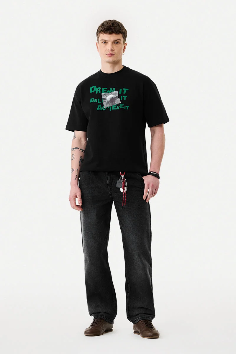 SNITCH Black Washed Baggy Jeans for Men | Best Price UAE