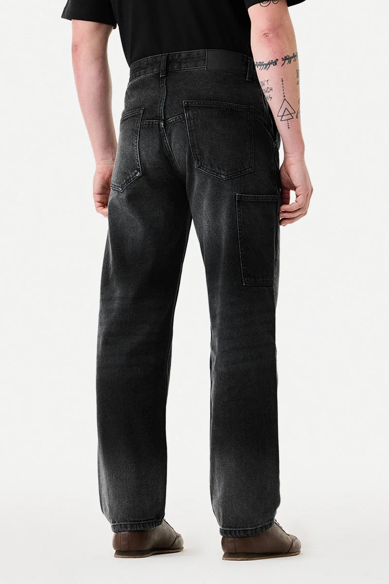 SNITCH Black Washed Baggy Jeans for Men | Best Price UAE