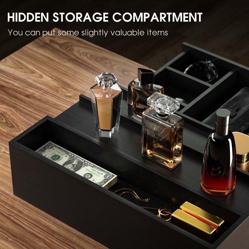 Sephyroth Cologne Organizer for Men 3 Tier of Elevated Cologne Display Shelf with Drawer Storage Perfume Organization and Storage Display Risers,Great Gift for Man(Black) - Image 3