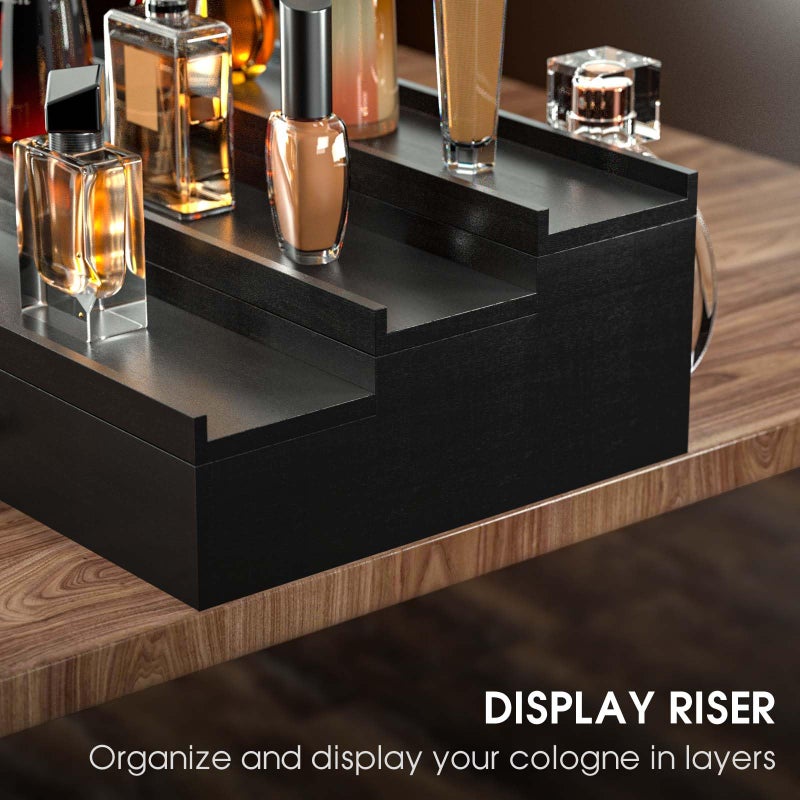 Sephyroth Cologne Organizer for Men 3 Tier of Elevated Cologne Display Shelf with Drawer Storage Perfume Organization and Storage Display Risers,Great Gift for Man(Black) - Image 5