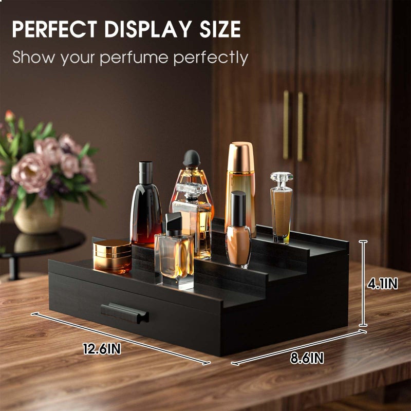 Sephyroth Cologne Organizer for Men 3 Tier of Elevated Cologne Display Shelf with Drawer Storage Perfume Organization and Storage Display Risers,Great Gift for Man(Black) - Image 4