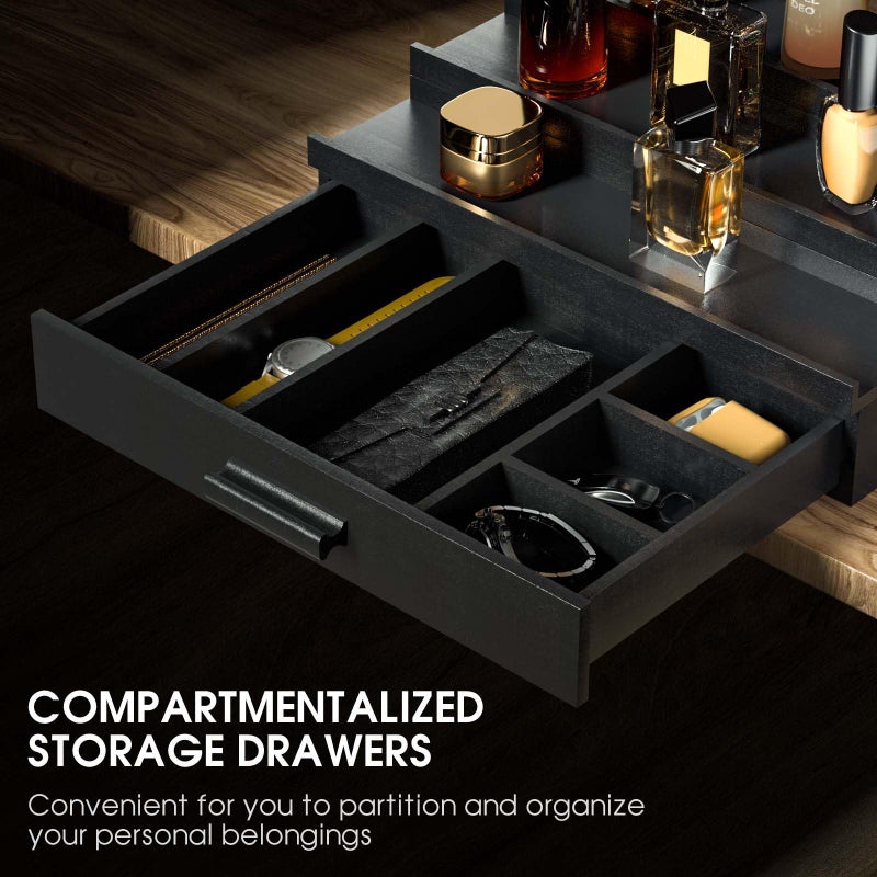 Sephyroth Cologne Organizer for Men 3 Tier of Elevated Cologne Display Shelf with Drawer Storage Perfume Organization and Storage Display Risers,Great Gift for Man(Black) - Image 2