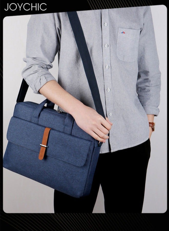 Joychic حقيبة كمبيوتر محمول قصيرة مقاس 15.6 بوصة لمكتب العمل، حقيبة كتف ذات سعة كبيرة، حقيبة كتف للكمبيوتر والكمبيوتر اللوحي للرجال والنساء، للعمل والمدرسة والسفر باللون الأزرق - Image 2