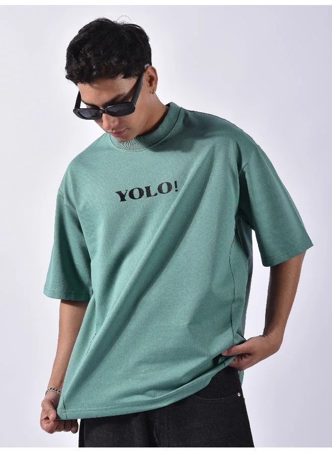 Beyoung Dream Blue YOLO Back Patch Print Oversized T-Shirt