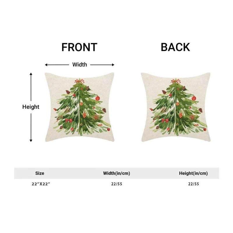 AEIOAE Watercolor Green Tree Pillow Covers 22 x 22 Inch Set of 2 Nature Forest Decorative Throw Pillows Farmhouse Linen Christmas Winter Pillow Case for Couch Sofa Bedroom Outdoor Decor - Image 2
