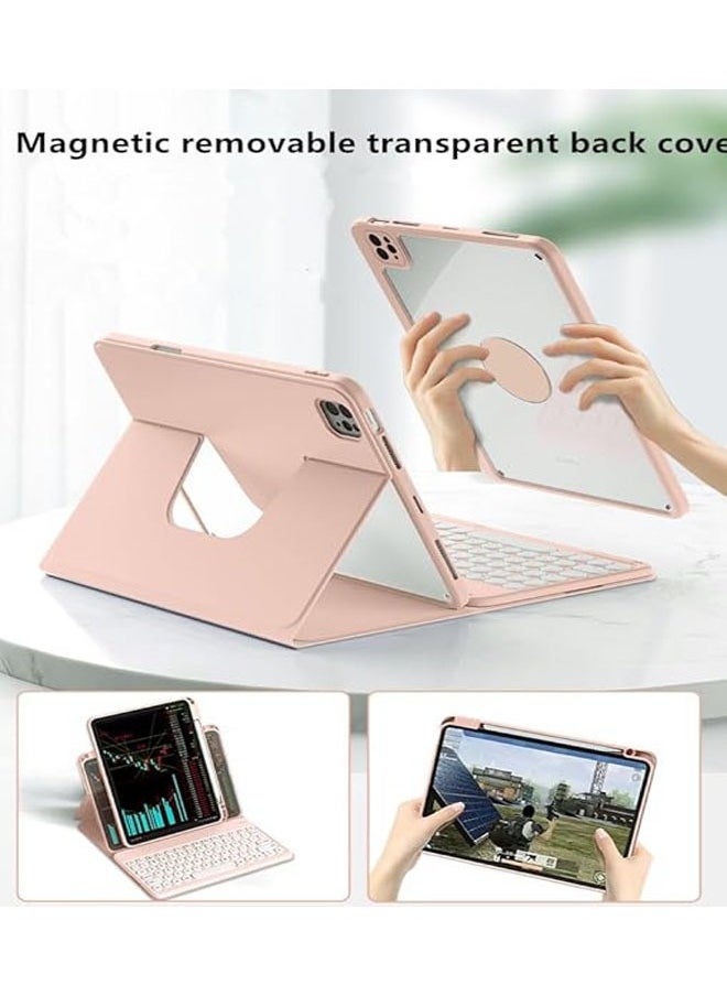 General - Rotatable iPad 9.7" / 10.2" / 10.9" Keyboard Case Magnet Detachable Clear Back iPad Pro 11" Bluetooth Keyboard Pencil Holder with Horizontal/Vertical Stand - Image 1