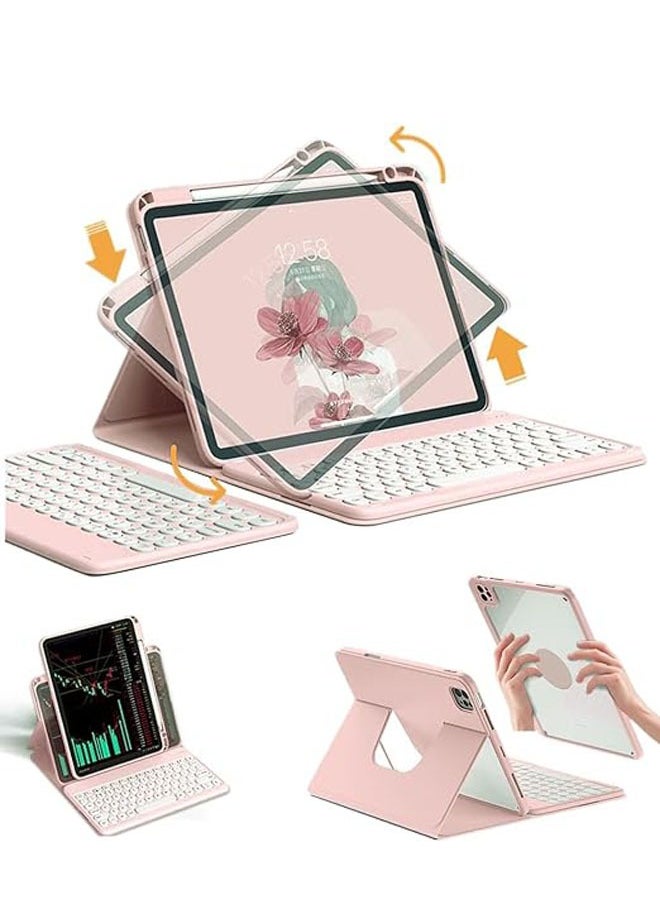 General - Rotatable iPad 9.7" / 10.2" / 10.9" Keyboard Case Magnet Detachable Clear Back iPad Pro 11" Bluetooth Keyboard Pencil Holder with Horizontal/Vertical Stand - Image 1