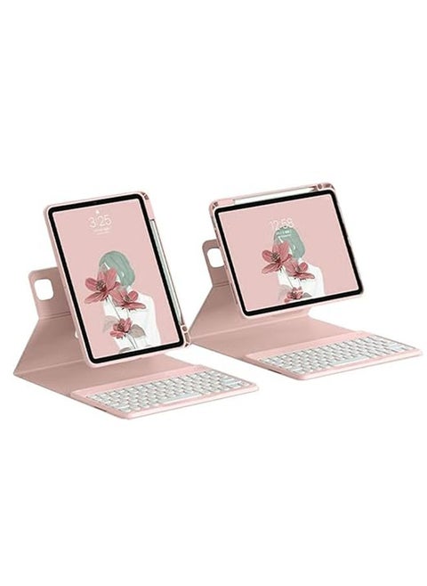 Rotatable iPad 9.7" / 10.2" / 10.9" Keyboard Case Magnet Detachable Clear Back iPad Pro 11" Bluetooth Keyboard Pencil Holder with Horizontal/Vertical Stand