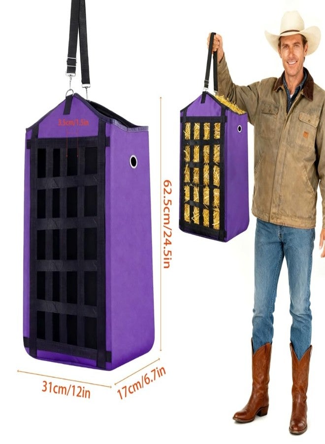 Eforcase أكياس تبن إيفوركيس 3 قطع للخيول، أكياس تبن للتغذية البطيئة للماعز والأغنام والحمير، أكياس علف معلقة من قماش أكسفورد الفاخر بتصميم شبكي أمامي، سهلة التعبئة، قابلة للتعديل، مستلزمات تغذية الخيول - Image 3