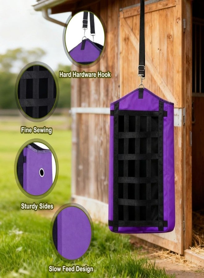 Eforcase أكياس تبن إيفوركيس 3 قطع للخيول، أكياس تبن للتغذية البطيئة للماعز والأغنام والحمير، أكياس علف معلقة من قماش أكسفورد الفاخر بتصميم شبكي أمامي، سهلة التعبئة، قابلة للتعديل، مستلزمات تغذية الخيول - Image 2