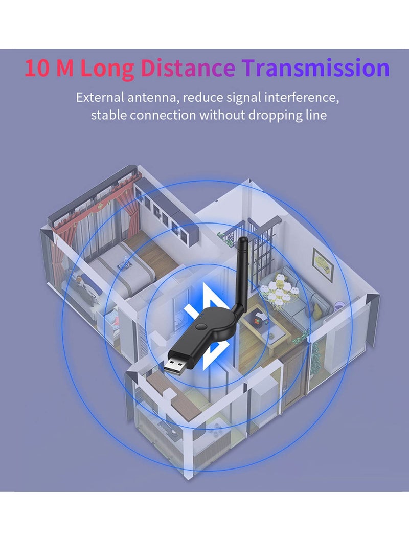 SYOSI Bluetooth Adapter, Bluetooth Transmitter, Dual Link USB Bluetooth 5.2 Audio Adapter with 2DB External Antenna for TV Laptop Headphones - Image 3
