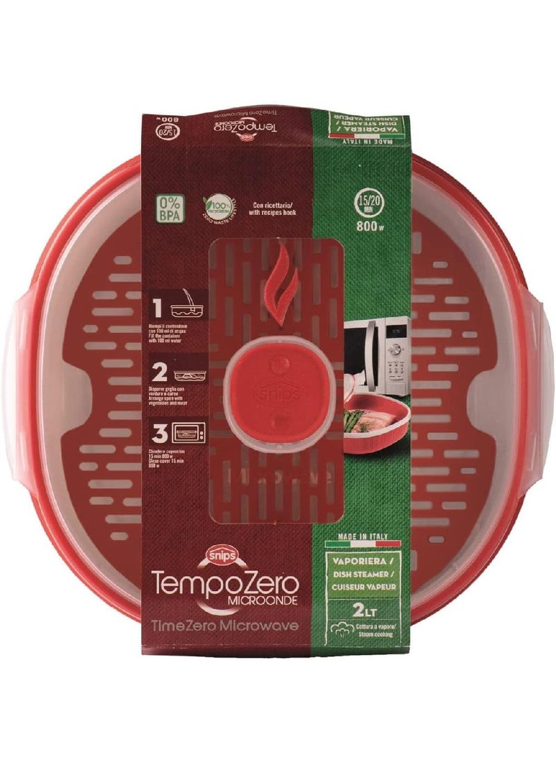Snips Microwave Airtight Dish Steamer 2 Liter, 0% BPA – Use & Reuse product, Made in Italy, 000850