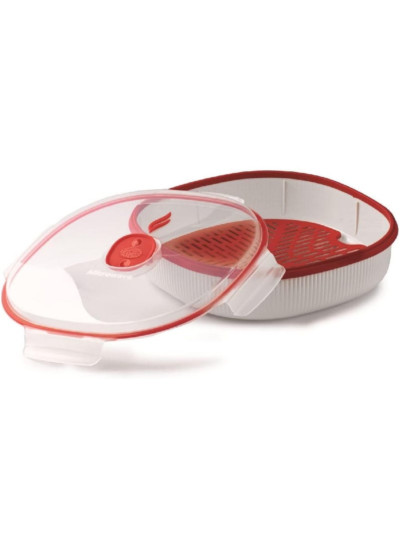 Snips Microwave Airtight Dish Steamer 2 Liter, 0% BPA – Use & Reuse product, Made in Italy, 000850