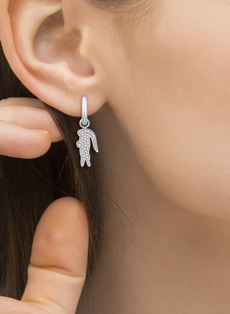 لاكوست Lacoste Women's Silver Hoop Earrings - 2040283