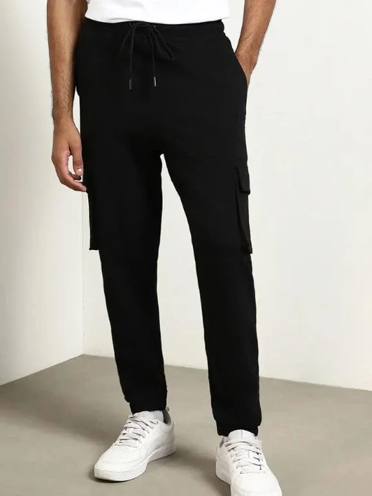 NOBERO  Men's Black Cargo Joggers with Utility Pockets for Men | Best Price UAE