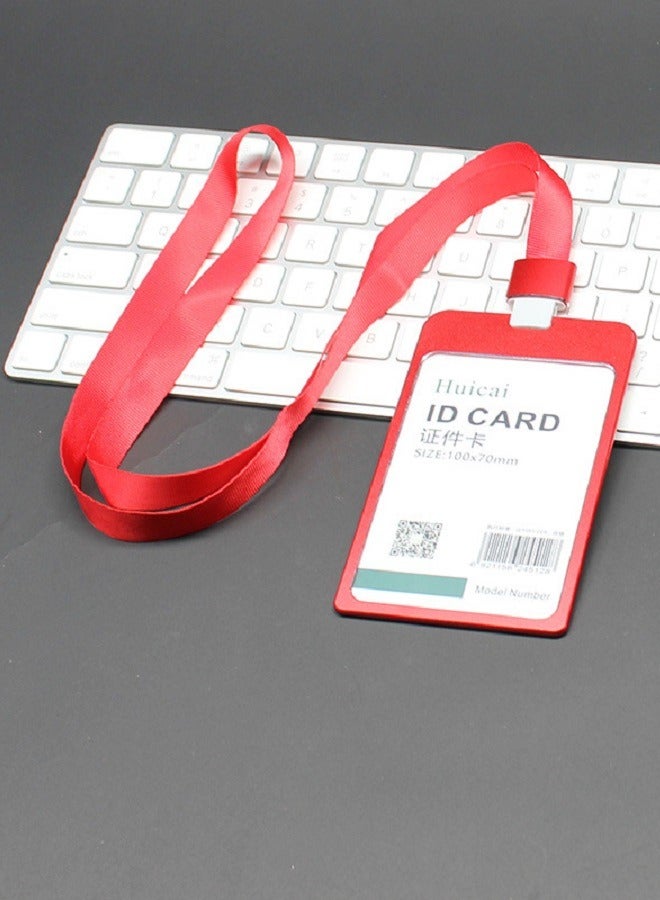Aluminum Alloy Identity Badge Holder With Lanyard Red Card Holder