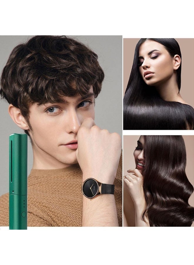 فرشاة تمليس شعر صغيرة قابلة لإعادة الشحن عبر منفذ USB - أداة تصفيف شعر لاسلكية بتقنية الأيونات وشاشة عرض درجة الحرارة LCD، مشط تمليس شعر مناسب للسفر - Image 5