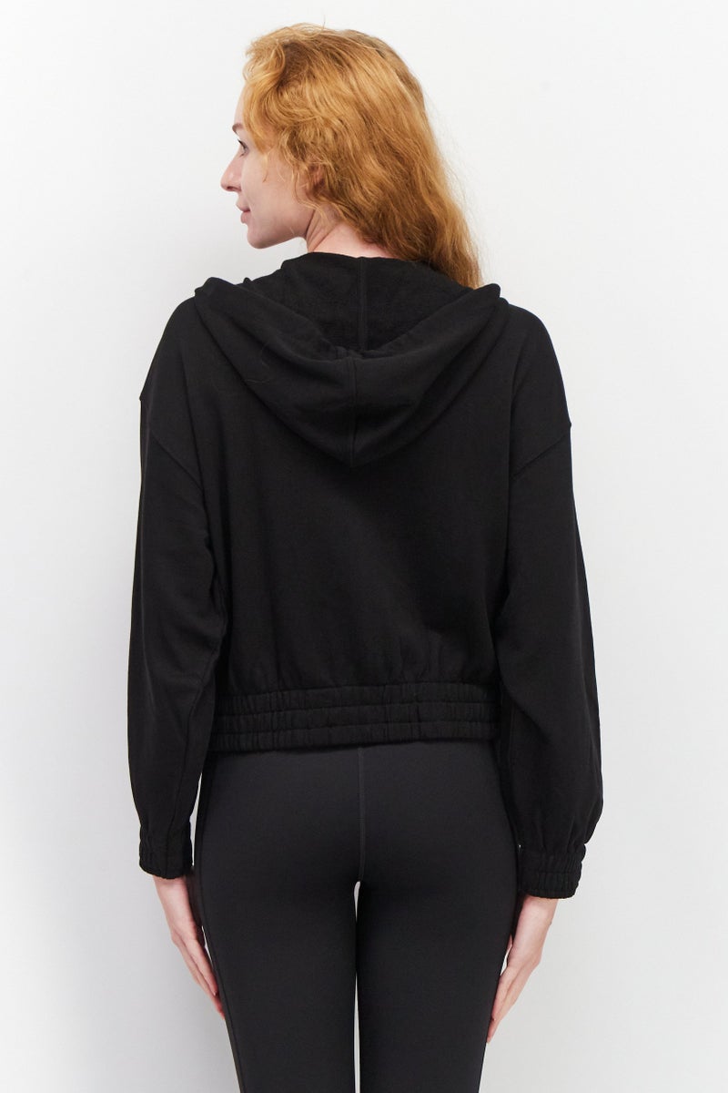PUMA Women Sportswear Fit Hooded Long Sleeve Brand Logo Sweatshirt, Black  - Image 4