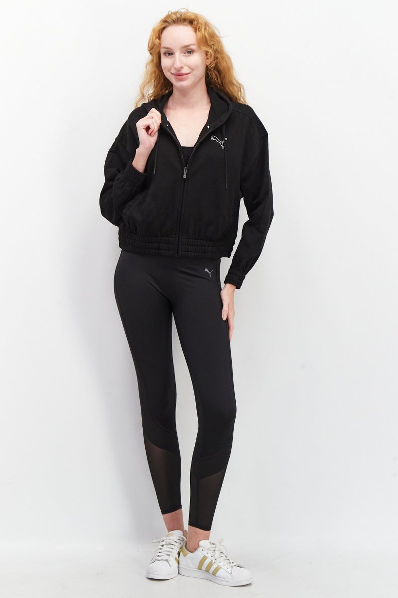 PUMA Women Sportswear Fit Hooded Long Sleeve Brand Logo Sweatshirt, Black  - Image 3