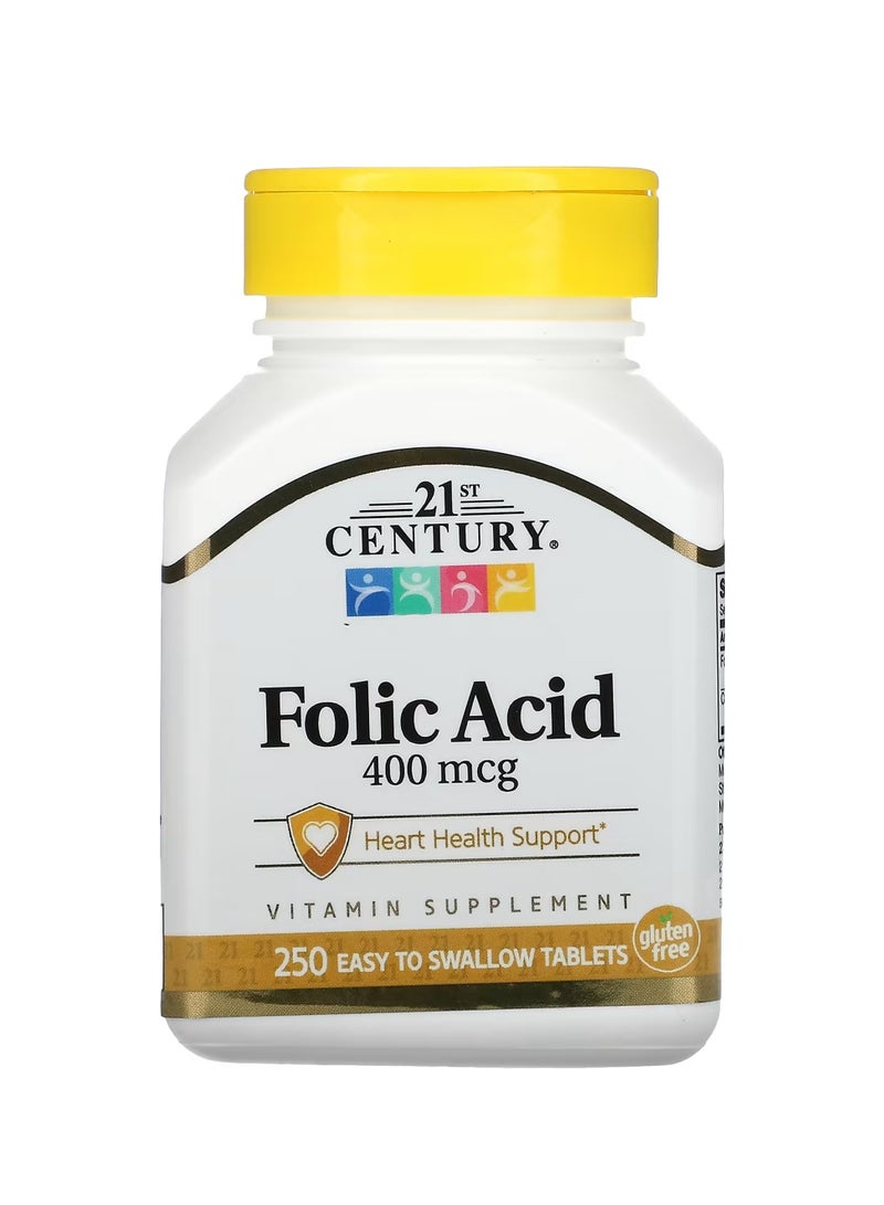 21st Century Folic Acid 400 mcg 250 Easy to Swallow Tablets - Image 1