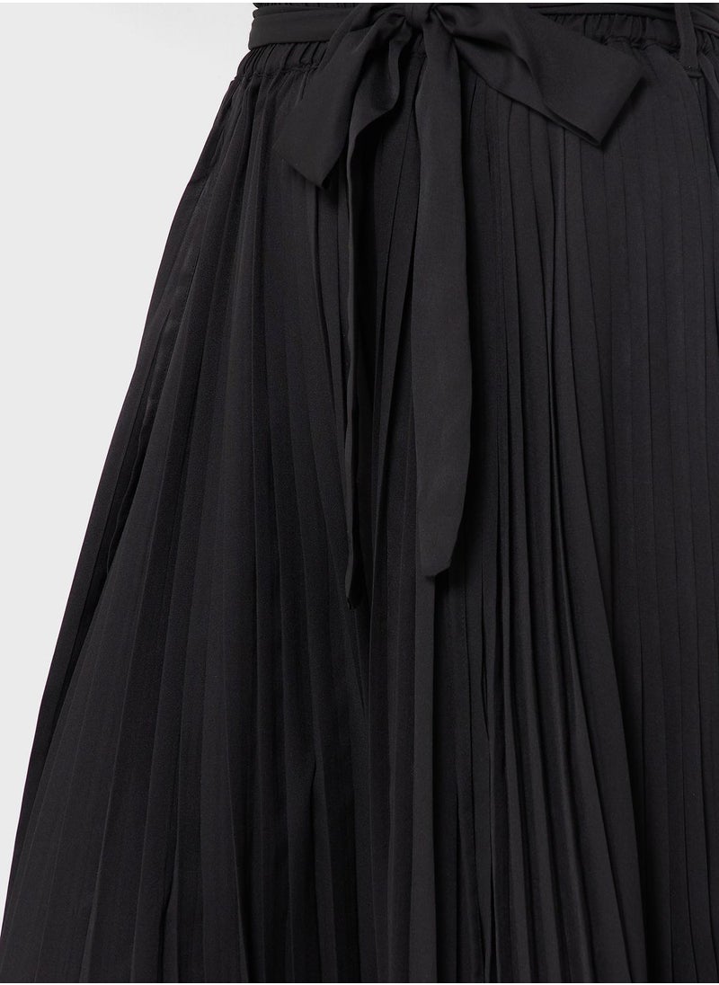 Khizana - Belted Pleat Detail Paneled Pants - Image 1